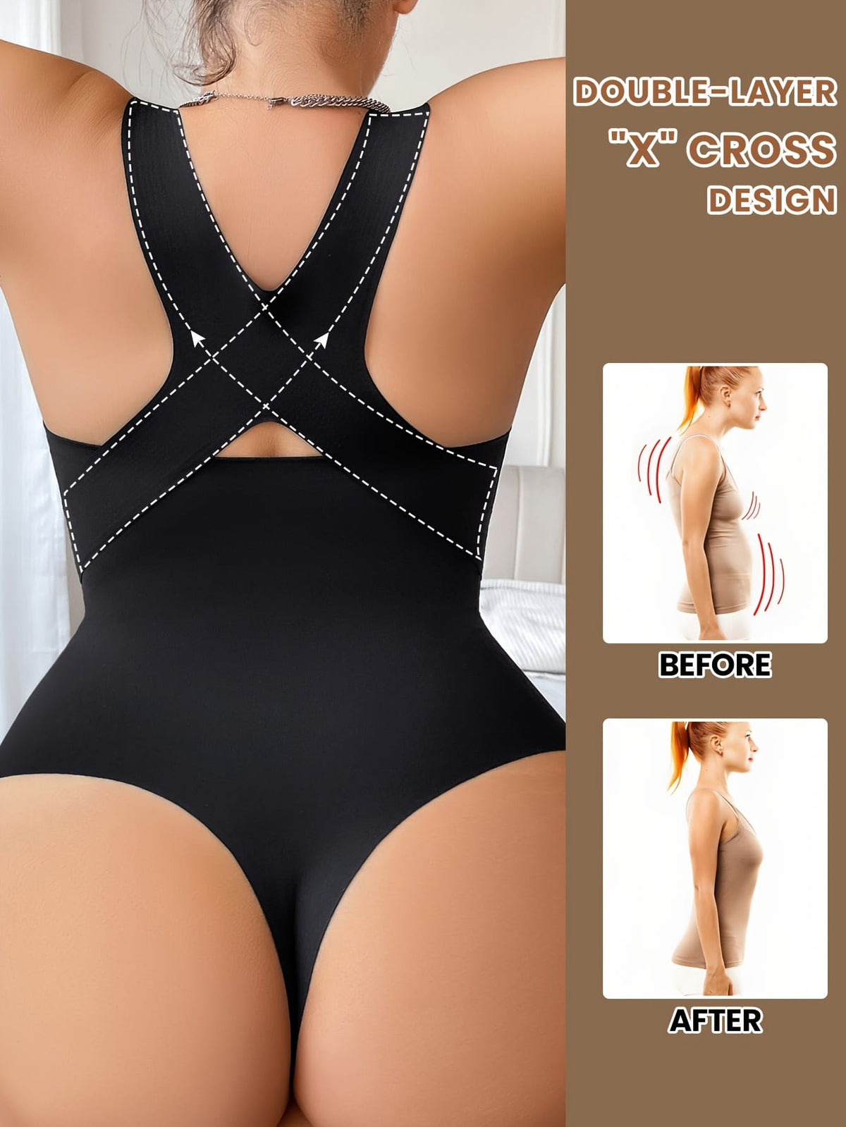 jkthpu-45 Women's Plus Size Seamless One-Piece Shapewear Bodysuit -