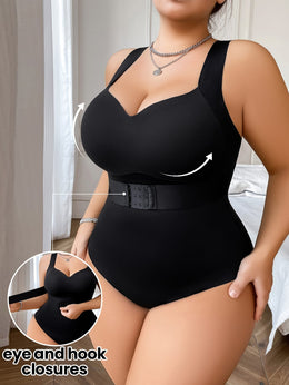 jkthpu-45 Women's Plus Size Seamless One-Piece Shapewear Bodysuit -