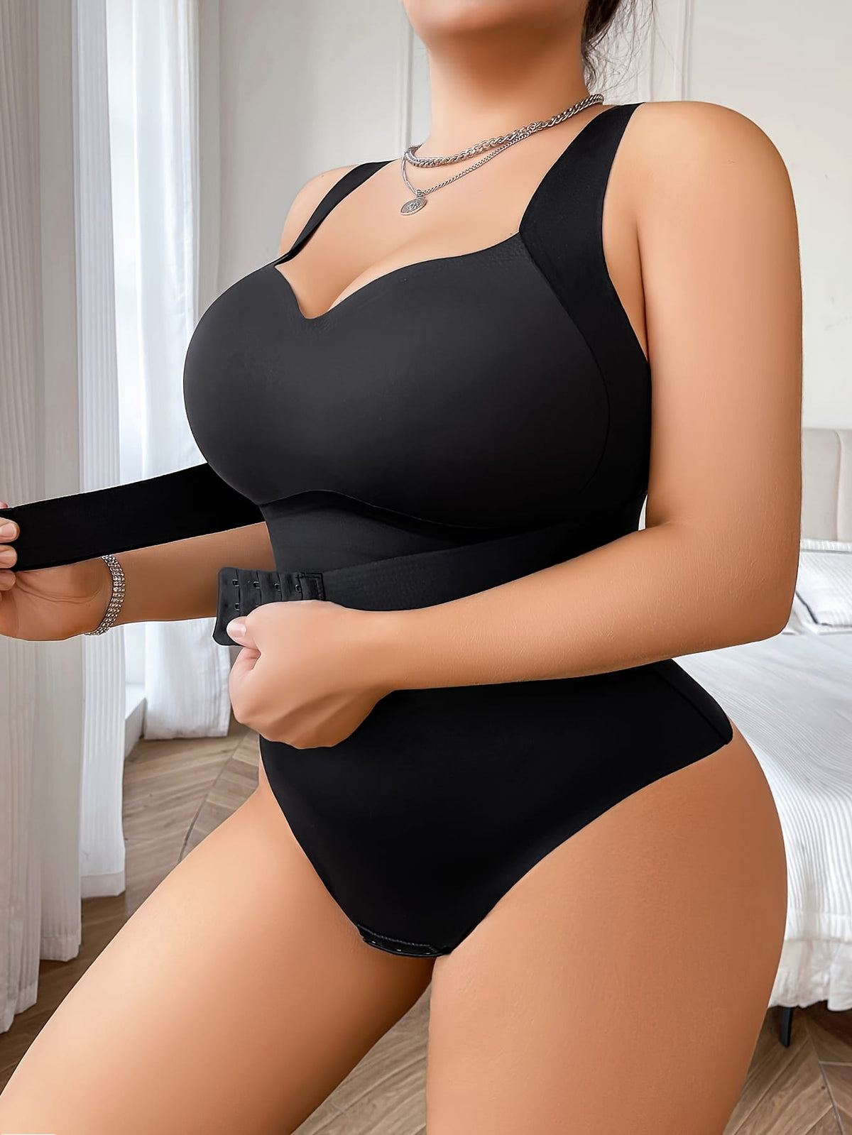 jkthpu-45 Women's Plus Size Seamless One-Piece Shapewear Bodysuit -