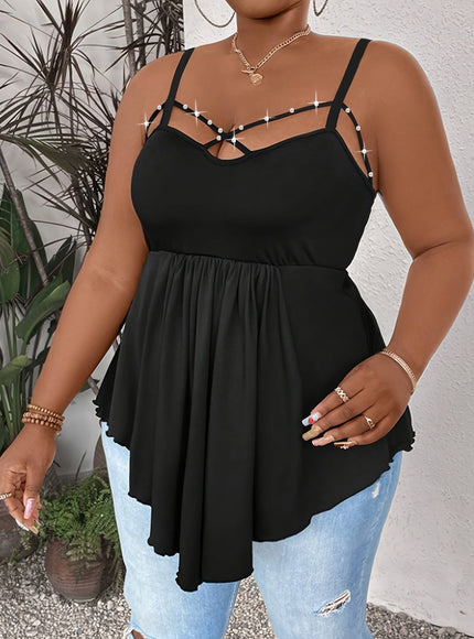 KissICON Women'S Plus Size Sexy V-Neck Cross Strap Cami