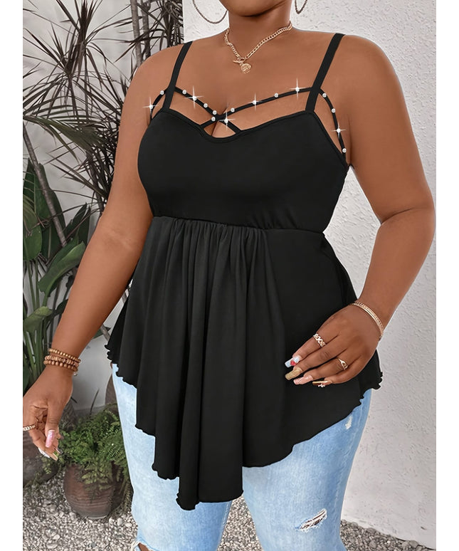 KissICON Women'S Plus Size Sexy V-Neck Cross Strap Cami