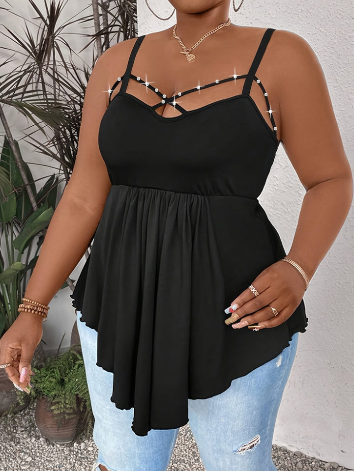 Women'S Plus Size Sexy V-Neck Cross Strap Cami