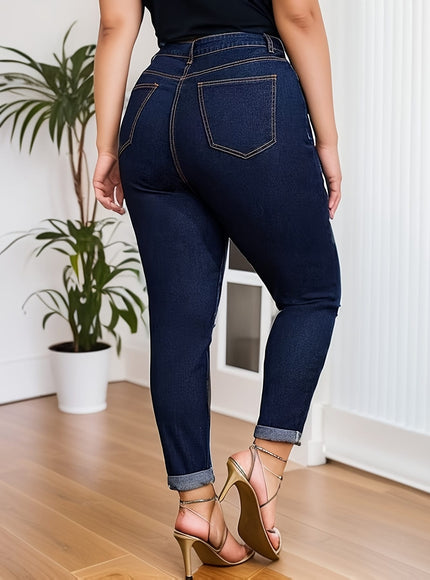 jkthpu-45 Women's Plus Size Skinny Jeans - Non-See-Through Stretchy