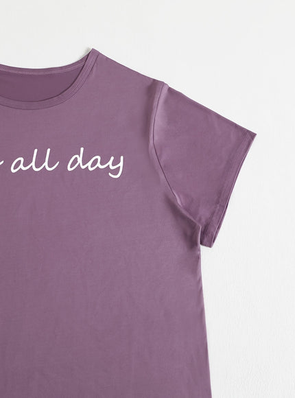 jkthpu-45 Women'S Plus Size "Sleep All Day" Print Pajama