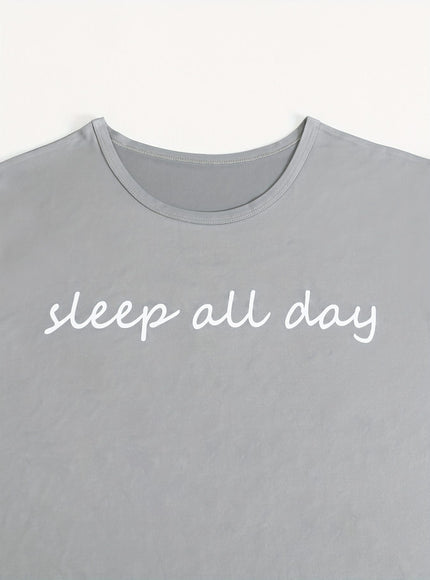 jkthpu-45 Women'S Plus Size "Sleep All Day" Print Pajama