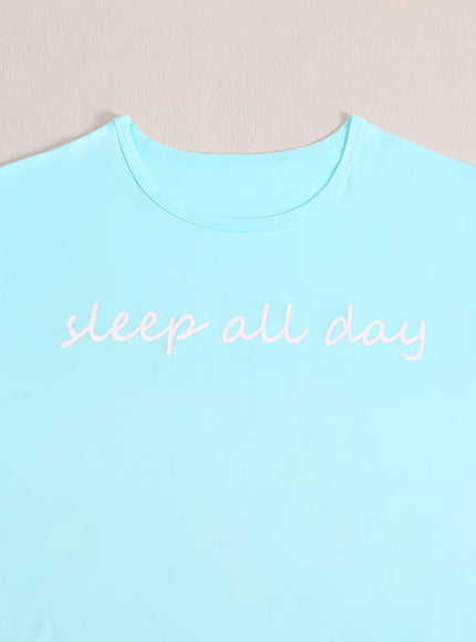 jkthpu-45 Women'S Plus Size "Sleep All Day" Print Pajama