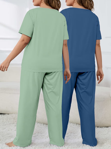 jkthpu-45 Women'S Plus Size "Sleep All Day" Print Pajama