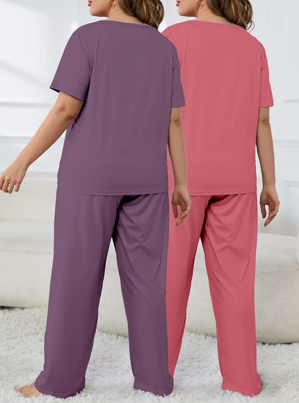 jkthpu-45 Women'S Plus Size "Sleep All Day" Print Pajama