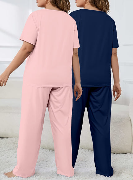 jkthpu-45 Women'S Plus Size "Sleep All Day" Print Pajama
