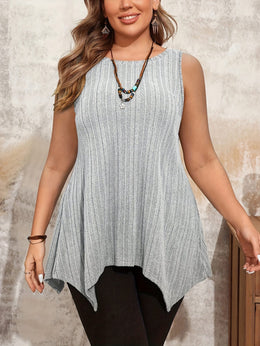 jkthpu-45 Women'S Plus Size Sleeveless T-Shirt - Casual Crew