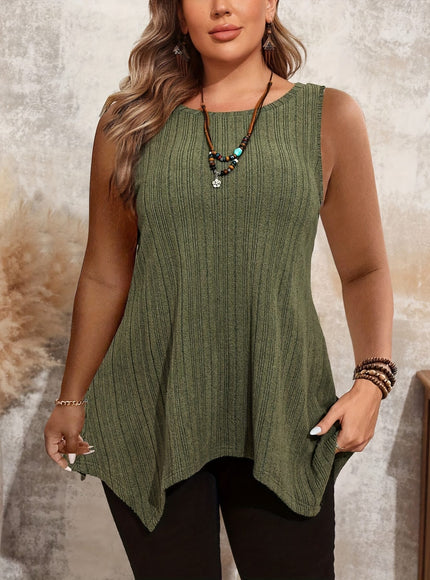 jkthpu-45 Women'S Plus Size Sleeveless T-Shirt - Casual Crew