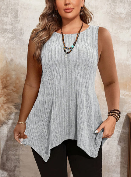 jkthpu-45 Women'S Plus Size Sleeveless T-Shirt - Casual Crew