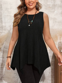 jkthpu-45 Women'S Plus Size Sleeveless T-Shirt - Casual Crew