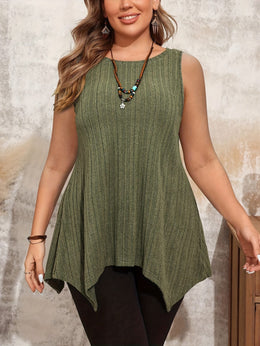 jkthpu-45 Women'S Plus Size Sleeveless T-Shirt - Casual Crew