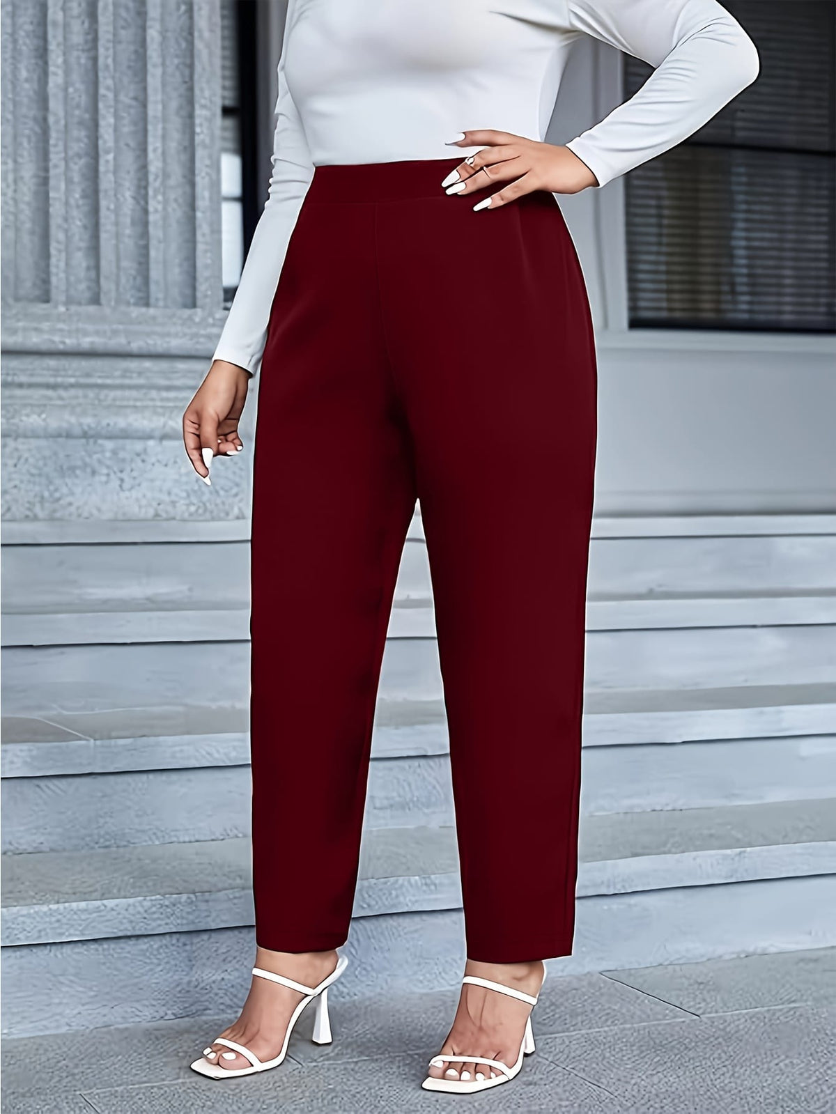 jkthpu-45 Women's Plus Size Straight-Leg Pants - Stretchy Comfort