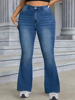jkthpu-45 Women'S Plus Size Stretch Denim Flared Pants -