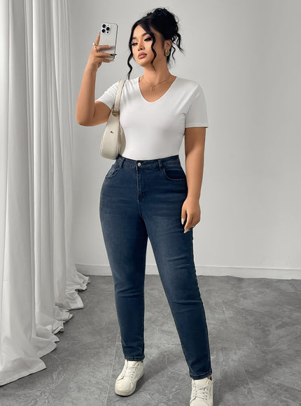 jkthpu-45 Women'S Plus Size Stretch Denim Jeans - High-Waisted,