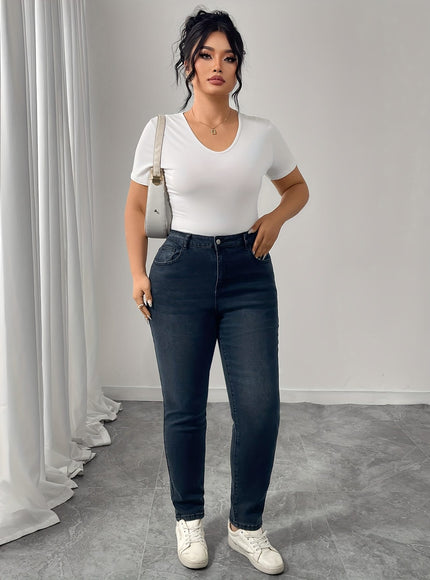 jkthpu-45 Women'S Plus Size Stretch Denim Jeans - High-Waisted,