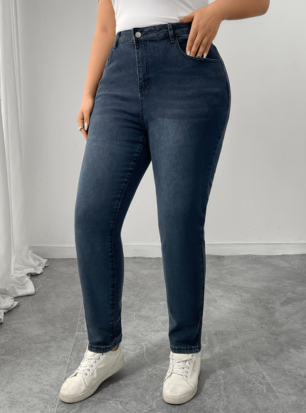 jkthpu-45 Women'S Plus Size Stretch Denim Jeans - High-Waisted,