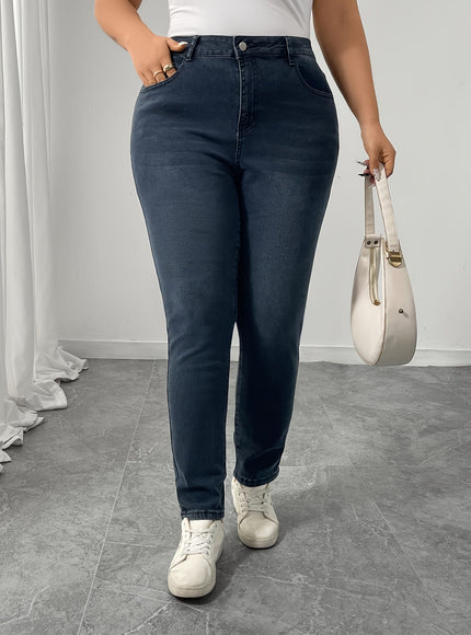 jkthpu-45 Women'S Plus Size Stretch Denim Jeans - High-Waisted,