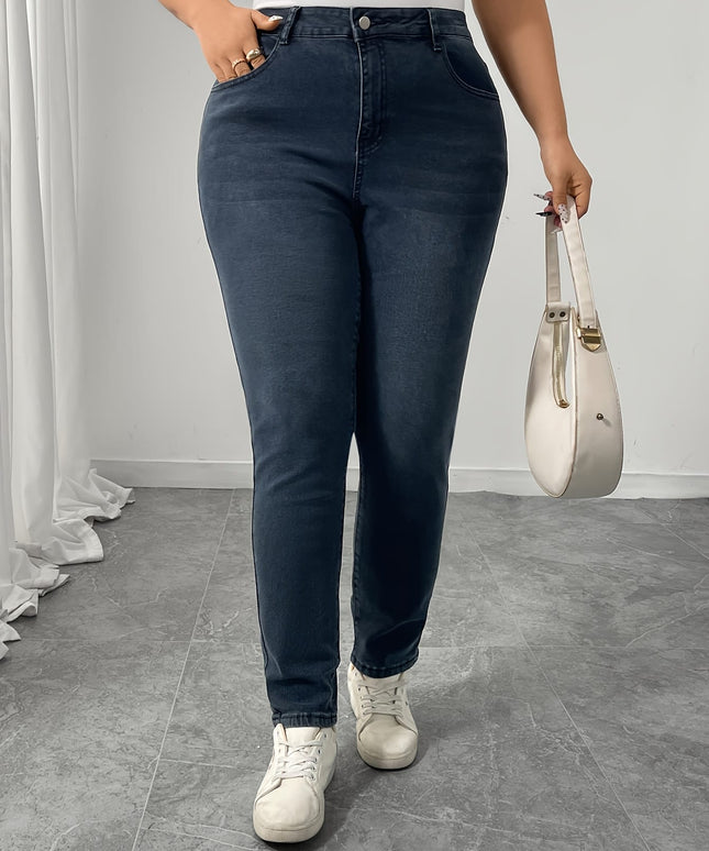 jkthpu-45 Women'S Plus Size Stretch Denim Jeans - High-Waisted,