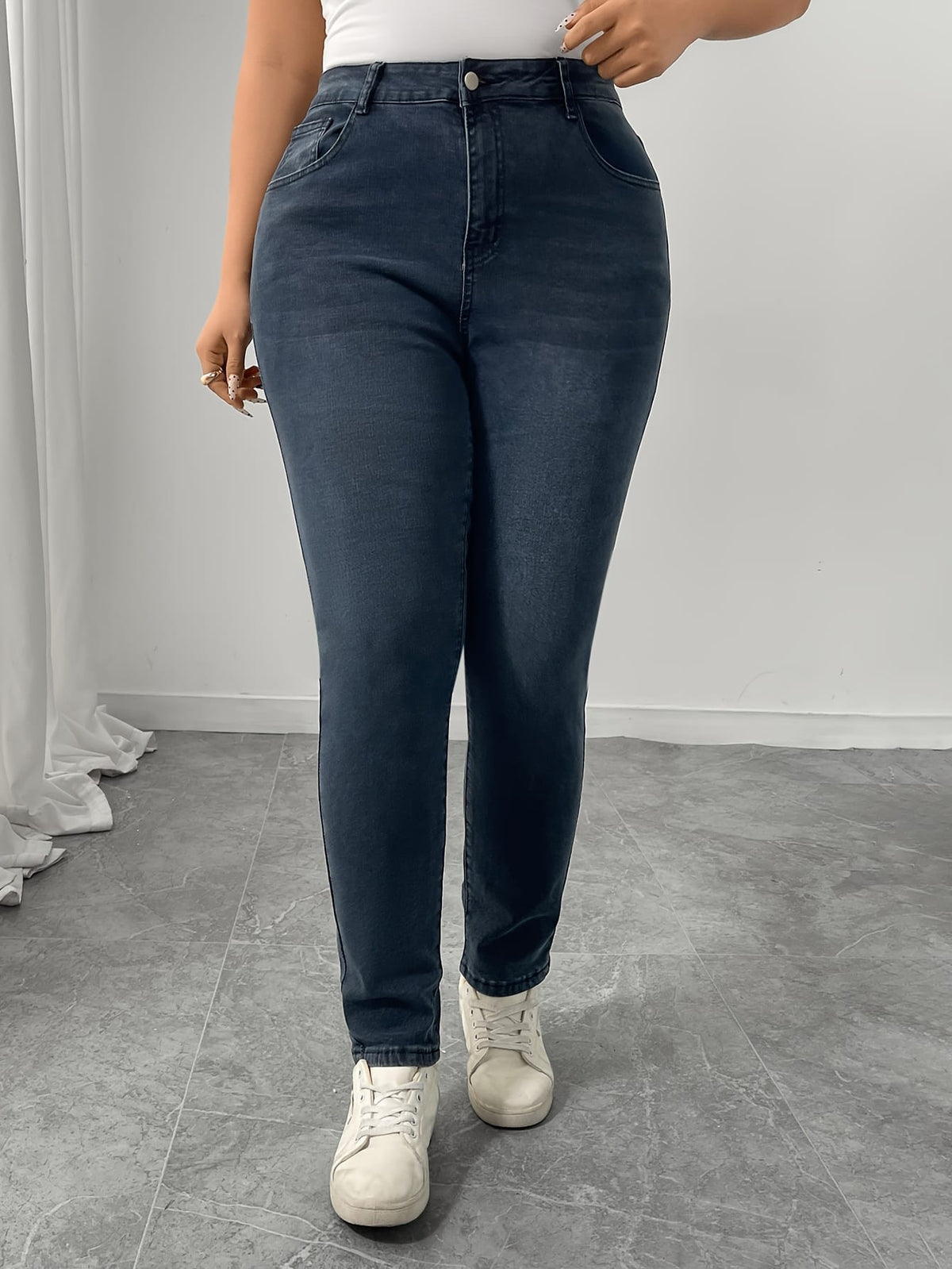 jkthpu-45 Women'S Plus Size Stretch Denim Jeans - High-Waisted,