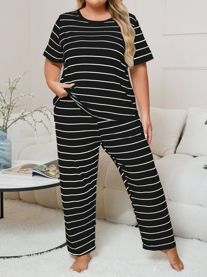 Women's Plus Size Striped Pajama Set - Casual