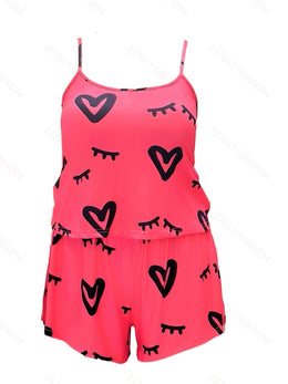 jkthpu-45 Women'S Plus-Size Stylish Pajama Set Featuring a Heart