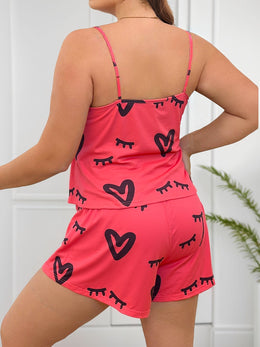 jkthpu-45 Women'S Plus-Size Stylish Pajama Set Featuring a Heart
