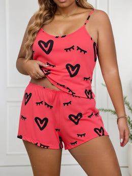 jkthpu-45 Women'S Plus-Size Stylish Pajama Set Featuring a Heart