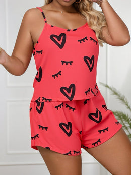 jkthpu-45 Women'S Plus-Size Stylish Pajama Set Featuring a Heart