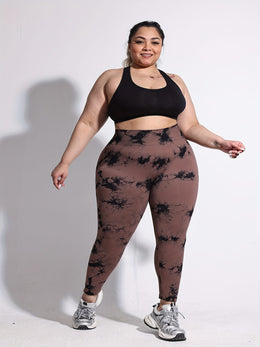 jkthpu-45 Women'S Plus-Size Tie-Dye Yoga Pants, High-Waist Fitted Sports
