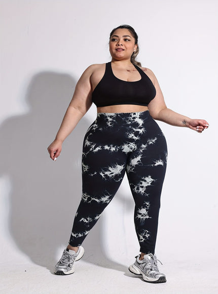 jkthpu-45 Women'S Plus-Size Tie-Dye Yoga Pants, High-Waist Fitted Sports