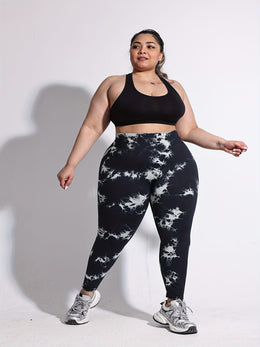 jkthpu-45 Women'S Plus-Size Tie-Dye Yoga Pants, High-Waist Fitted Sports