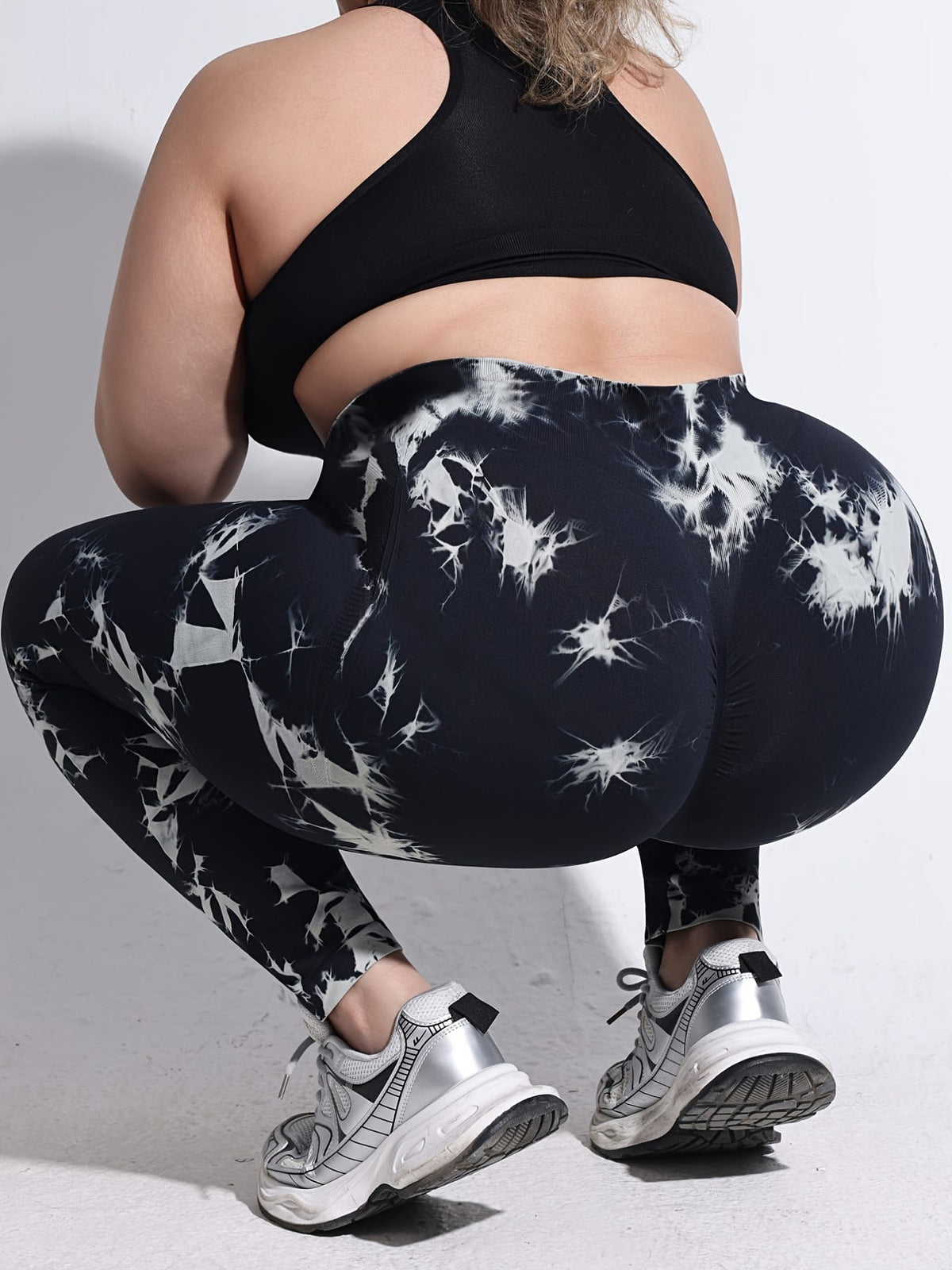 jkthpu-45 Women'S Plus-Size Tie-Dye Yoga Pants, High-Waist Fitted Sports