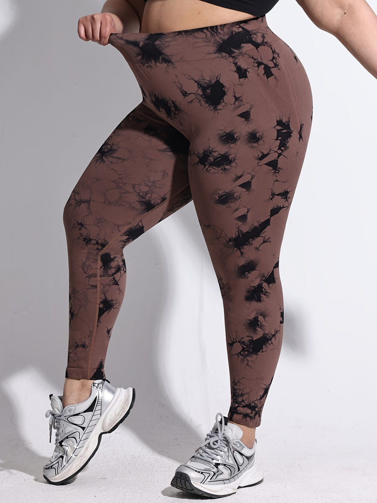 jkthpu-45 Women'S Plus-Size Tie-Dye Yoga Pants, High-Waist Fitted Sports