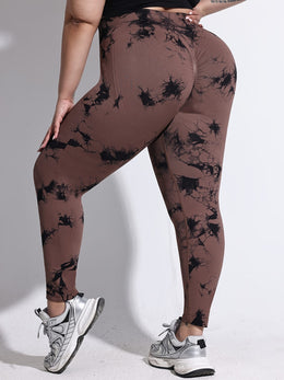 jkthpu-45 Women'S Plus-Size Tie-Dye Yoga Pants, High-Waist Fitted Sports