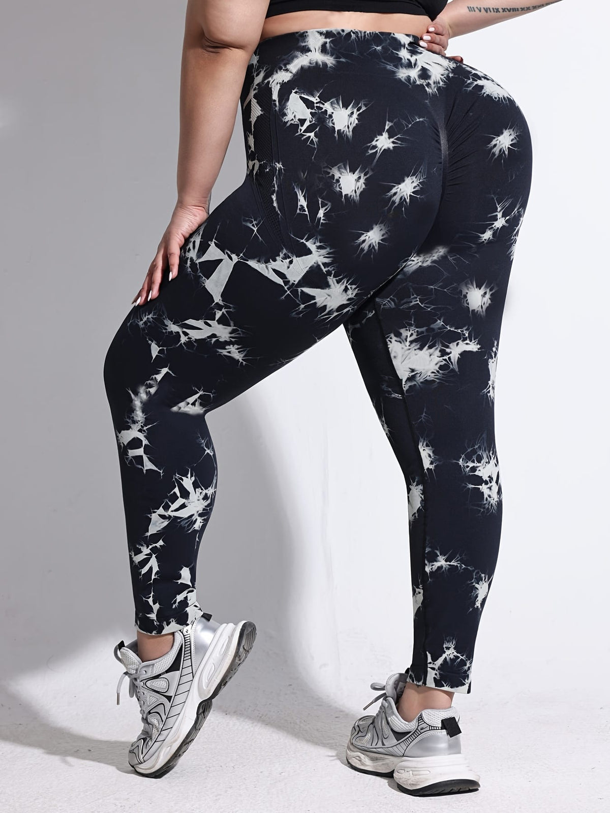 jkthpu-45 Women'S Plus-Size Tie-Dye Yoga Pants, High-Waist Fitted Sports