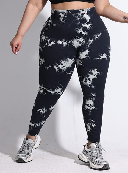 jkthpu-45 Women'S Plus-Size Tie-Dye Yoga Pants, High-Waist Fitted Sports