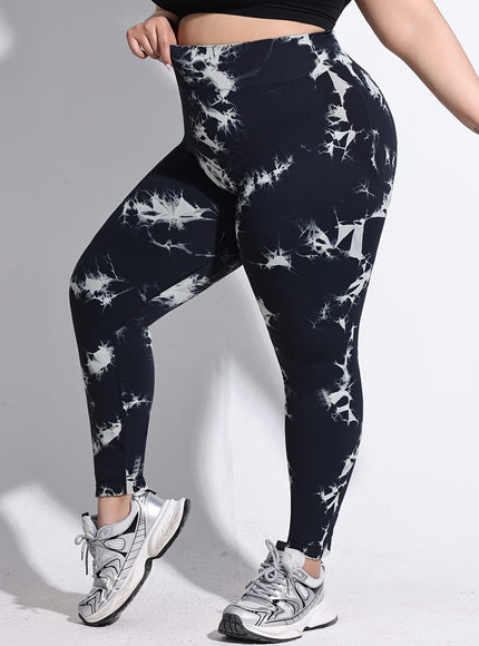jkthpu-45 Women'S Plus-Size Tie-Dye Yoga Pants, High-Waist Fitted Sports