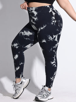 jkthpu-45 Women'S Plus-Size Tie-Dye Yoga Pants, High-Waist Fitted Sports