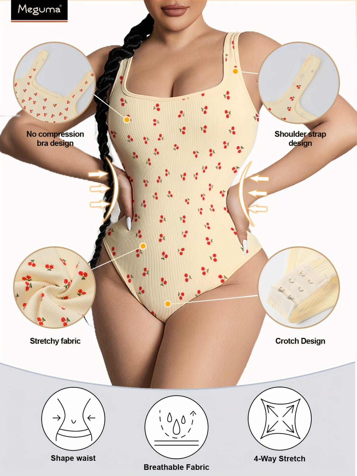 jkthpu-45 Women's Plus Size Tummy Control Shapewear Bodysuit -