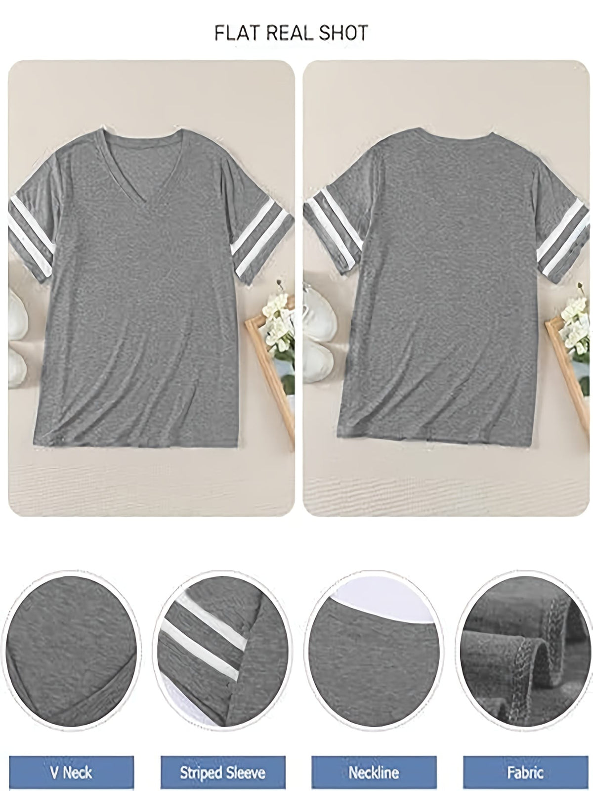 jkthpu-45 Women's Plus Size V-Neck Short Sleeve T-Shirt -