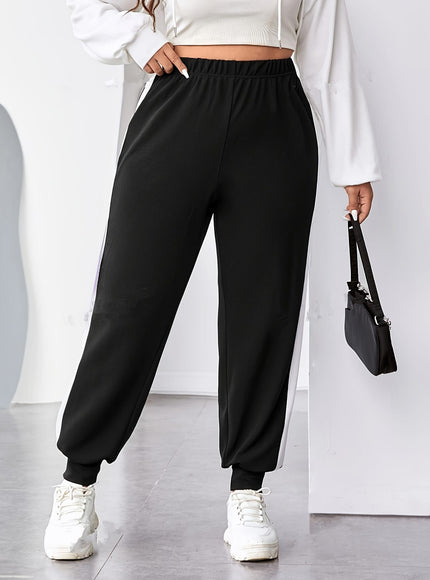 jkthpu-45 Women's Plus Size Wide-Leg Casual Pants - Black