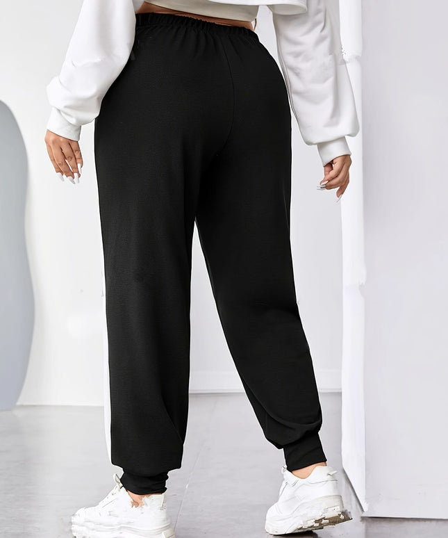 jkthpu-45 Women's Plus Size Wide-Leg Casual Pants - Black