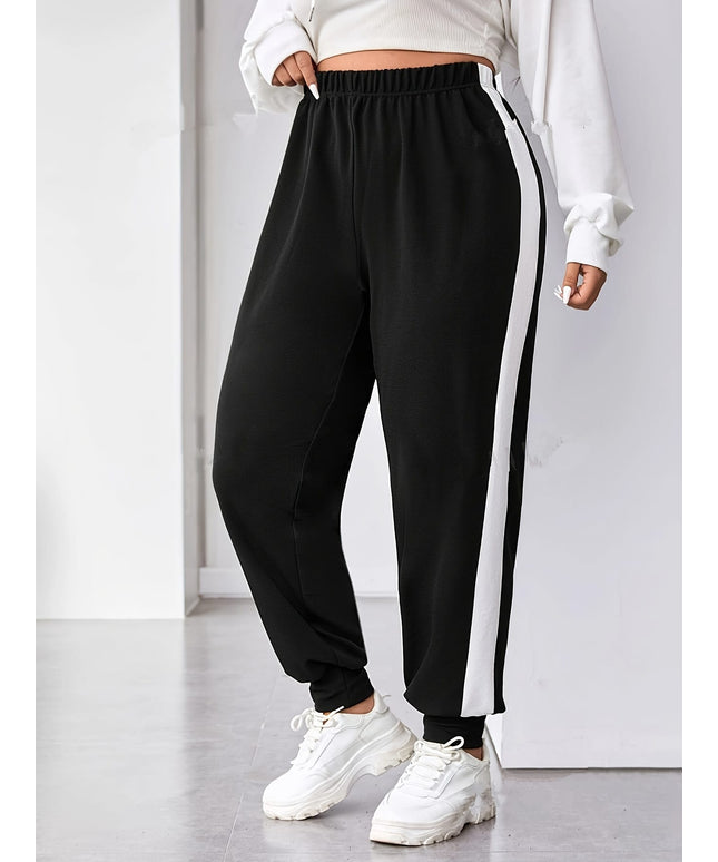 jkthpu-45 Women's Plus Size Wide-Leg Casual Pants - Black