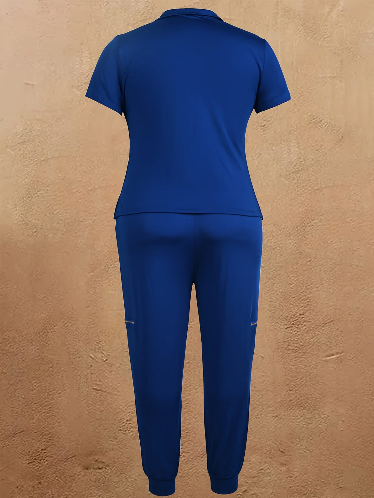 jkthpu-45 Women's Plus Size Zip-Up Collared Short Sleeve with