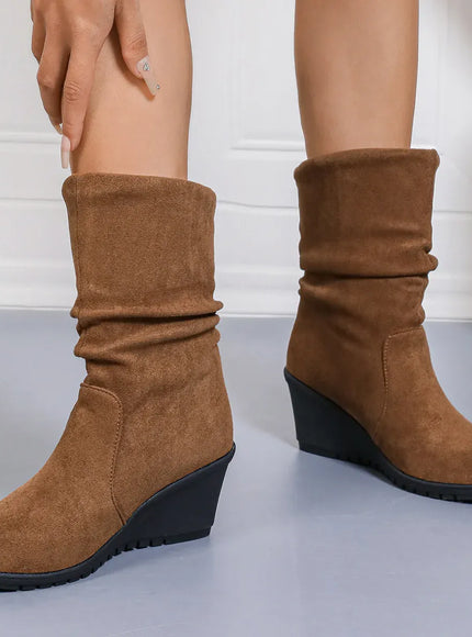 KissICON Women's Round Toe Short Boots Autumn Winter New