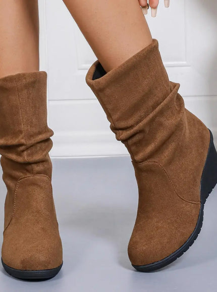 KissICON Women's Round Toe Short Boots Autumn Winter New