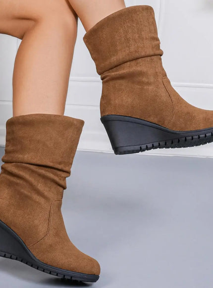 KissICON Women's Round Toe Short Boots Autumn Winter New